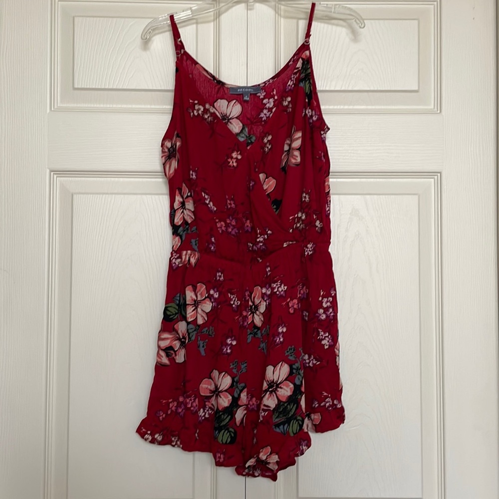 Red Floral Romper
